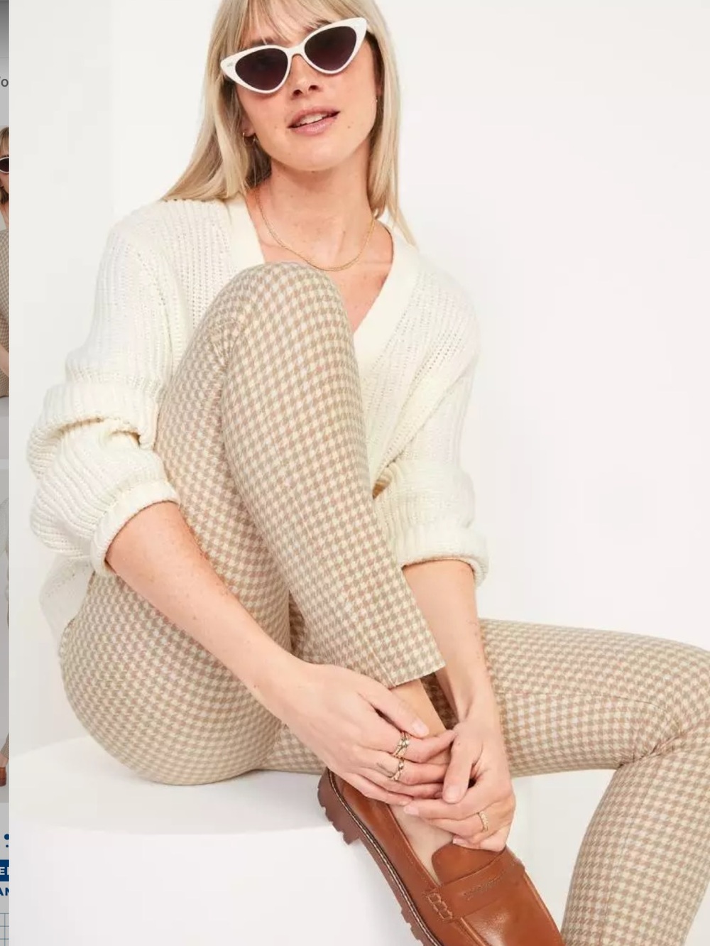 Old Navy Women’s Pixie High Rise Beige Gingham Ankle Pants Size 12 Stretch - Picture 1 of 10